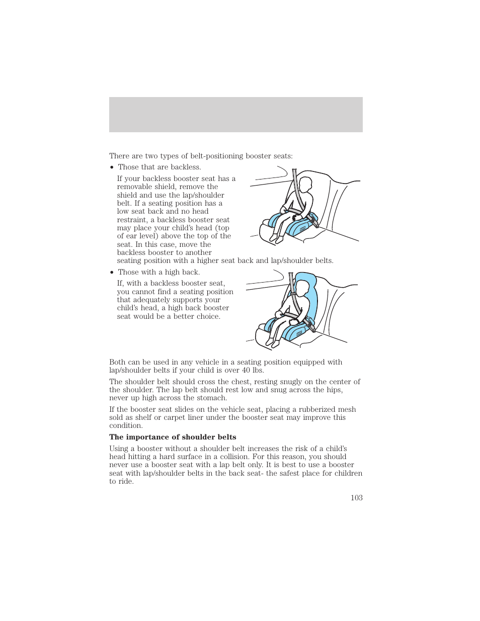 Seating and safety restraints | FORD 2003 Escape v.2 User Manual | Page 103 / 240