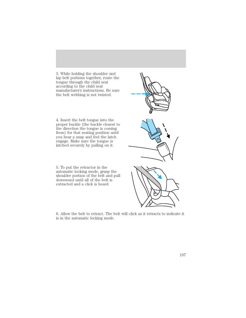 Seating and safety restraints | FORD 2003 Escape v.2 User Manual | Page 107 / 240