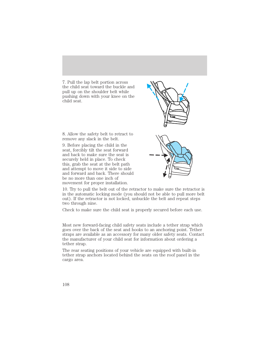 Seating and safety restraints | FORD 2003 Escape v.2 User Manual | Page 108 / 240