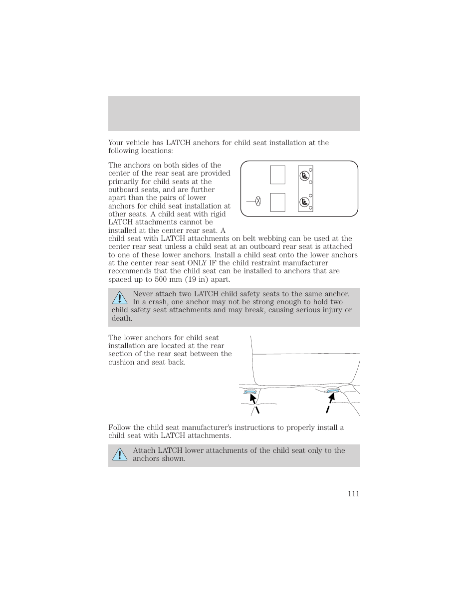 Seating and safety restraints | FORD 2003 Escape v.2 User Manual | Page 111 / 240