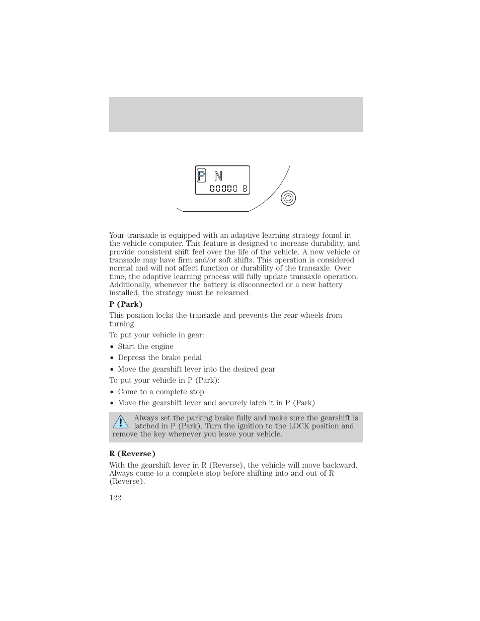 R d 2 1, Driving | FORD 2003 Escape v.2 User Manual | Page 122 / 240