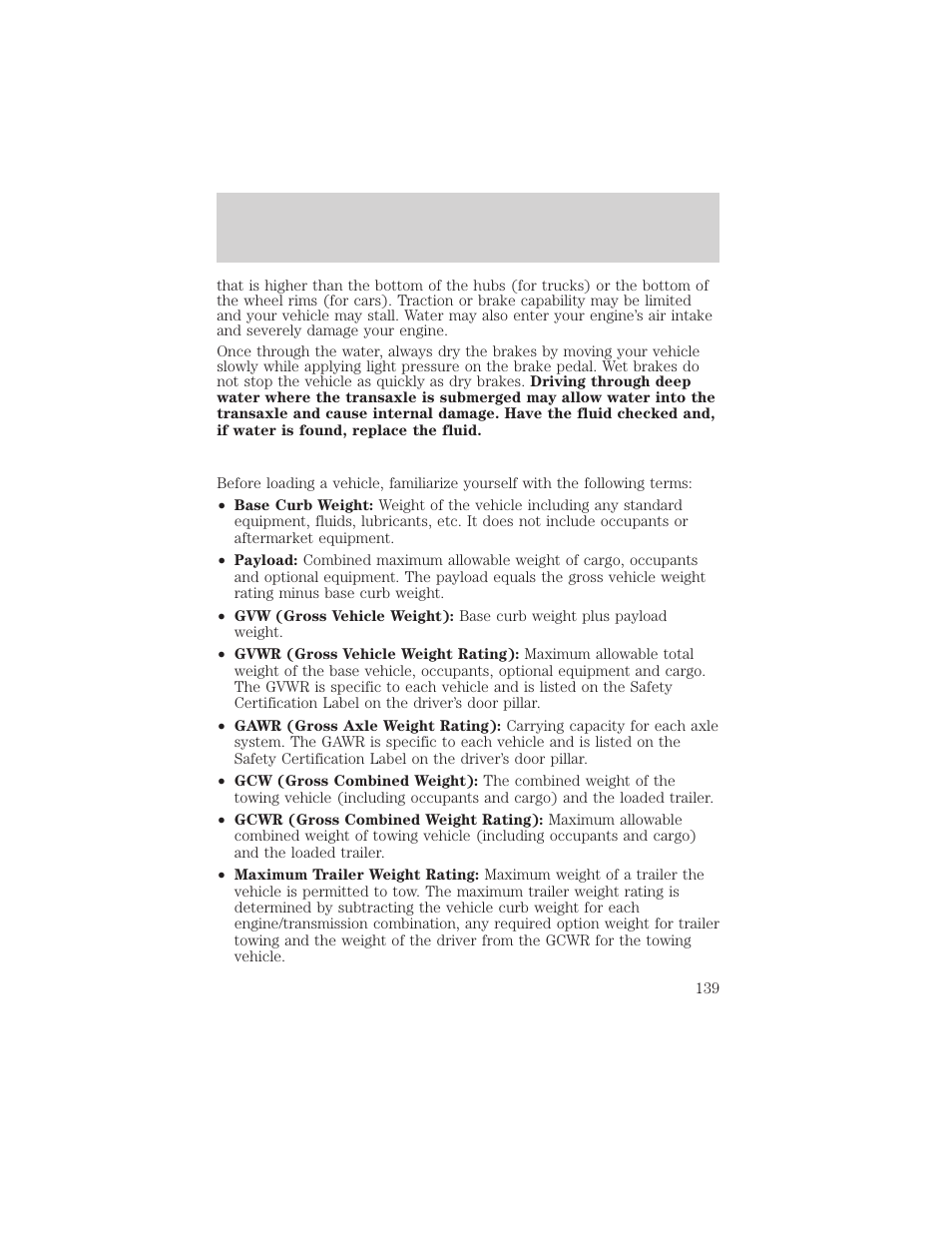 Driving | FORD 2003 Escape v.2 User Manual | Page 139 / 240