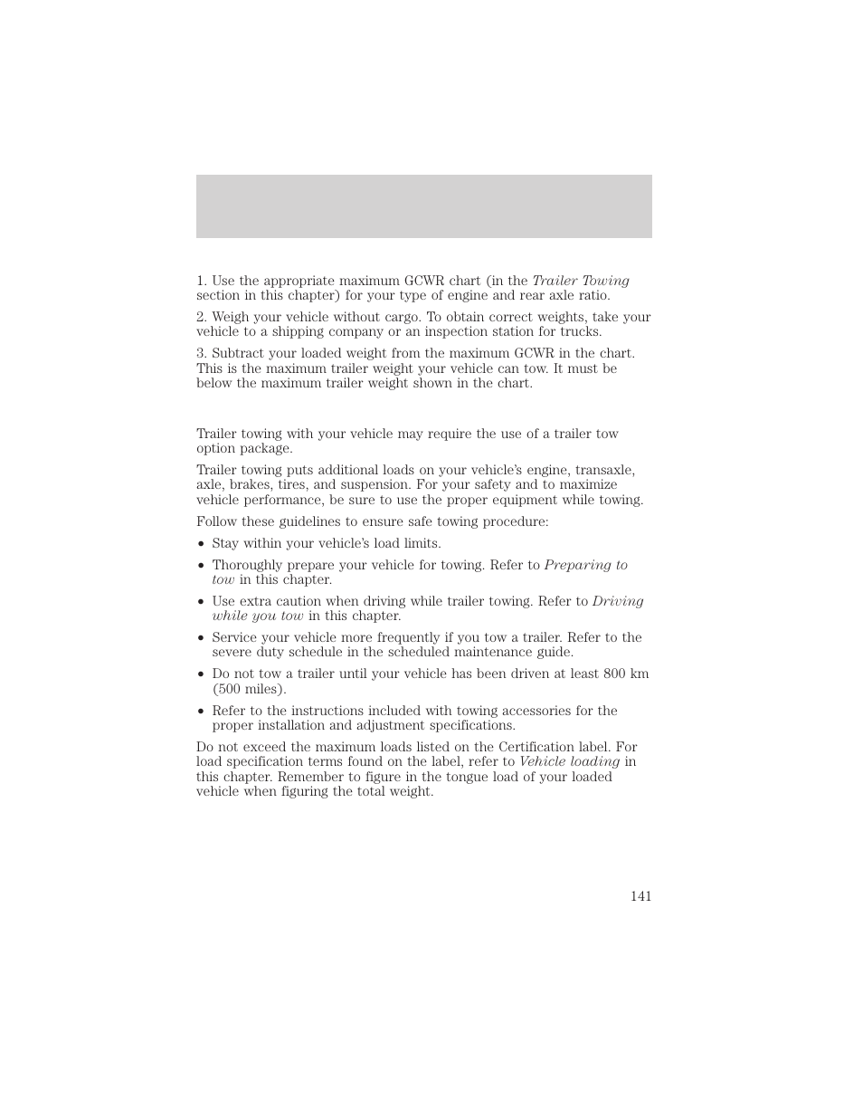 Driving | FORD 2003 Escape v.2 User Manual | Page 141 / 240