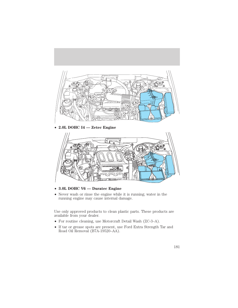 Cleaning | FORD 2003 Escape v.2 User Manual | Page 181 / 240