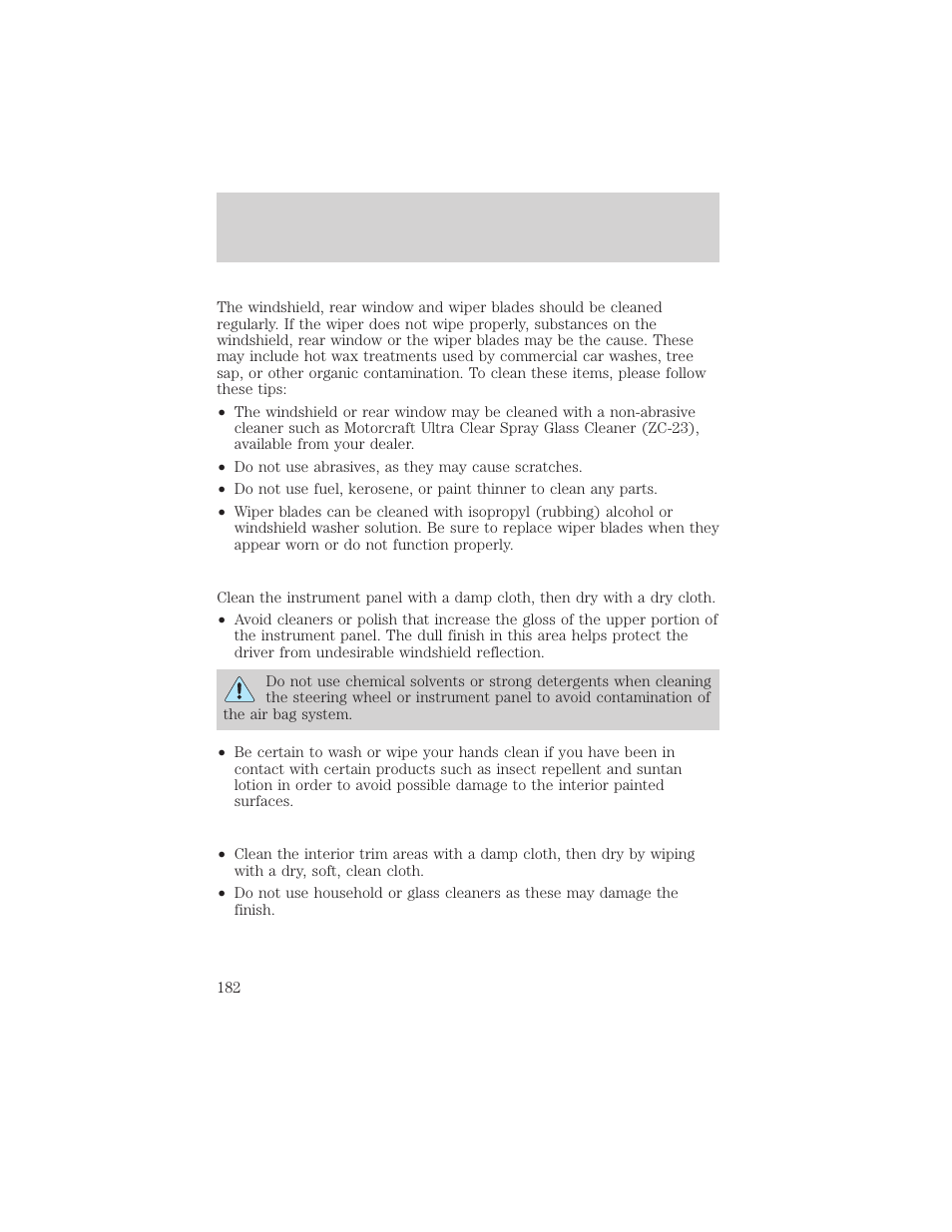 Cleaning | FORD 2003 Escape v.2 User Manual | Page 182 / 240