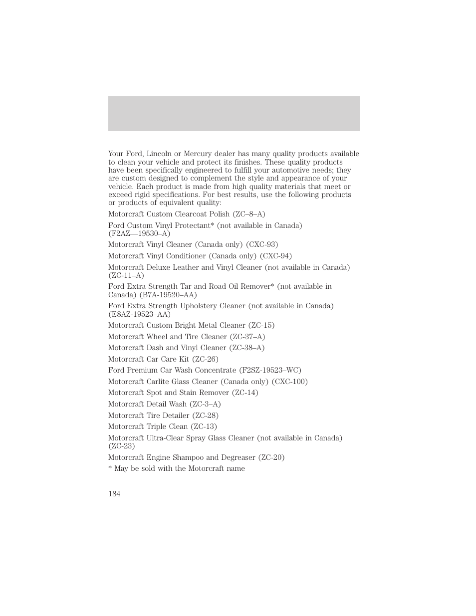 Cleaning | FORD 2003 Escape v.2 User Manual | Page 184 / 240