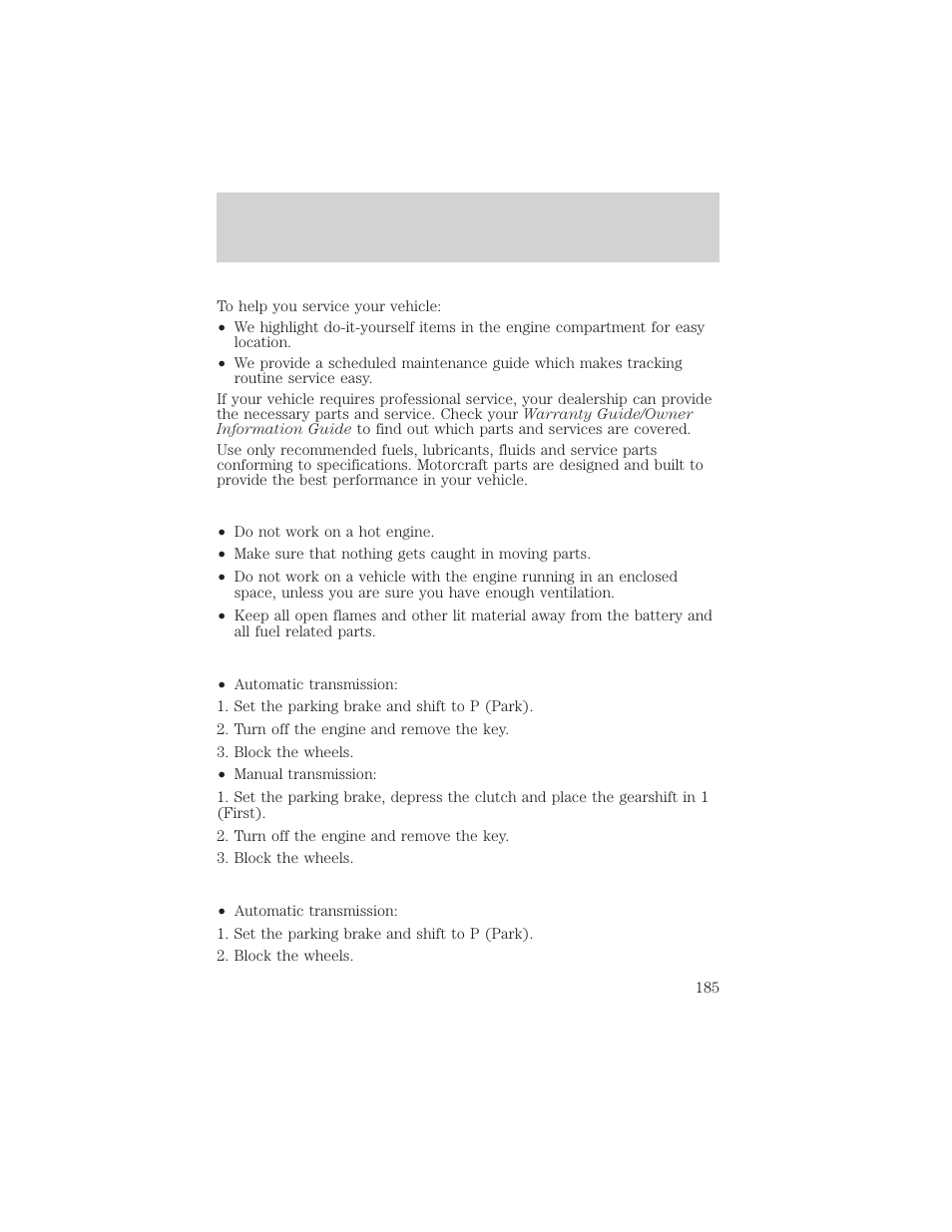 Maintenance and specifications | FORD 2003 Escape v.2 User Manual | Page 185 / 240