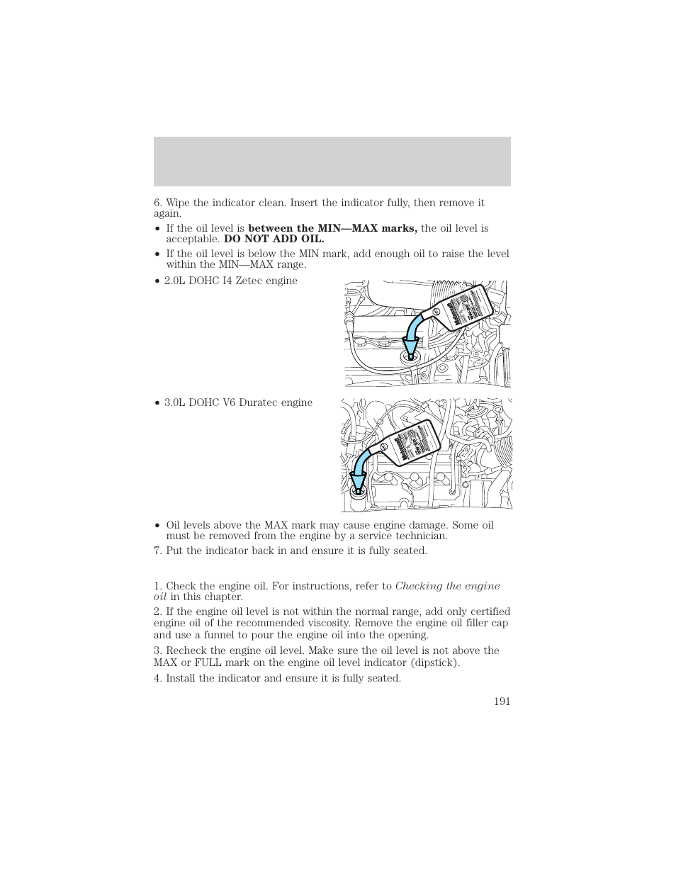 Maintenance and specifications | FORD 2003 Escape v.2 User Manual | Page 191 / 240