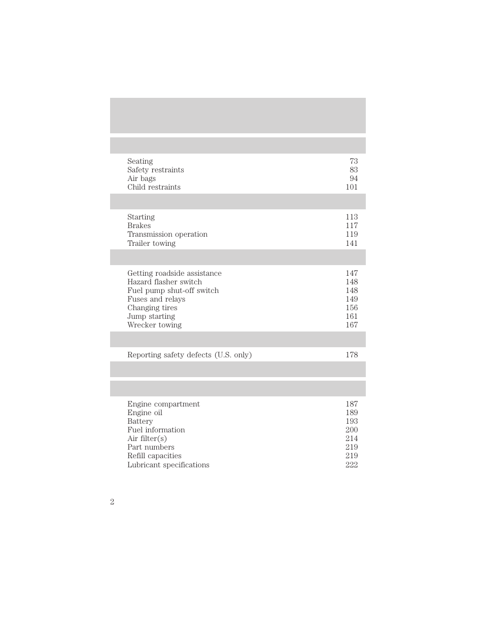 FORD 2003 Escape v.2 User Manual | Page 2 / 240