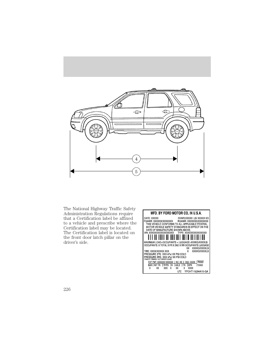 Maintenance and specifications | FORD 2003 Escape v.2 User Manual | Page 226 / 240