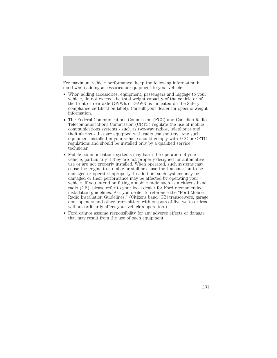 Accessories | FORD 2003 Escape v.2 User Manual | Page 231 / 240