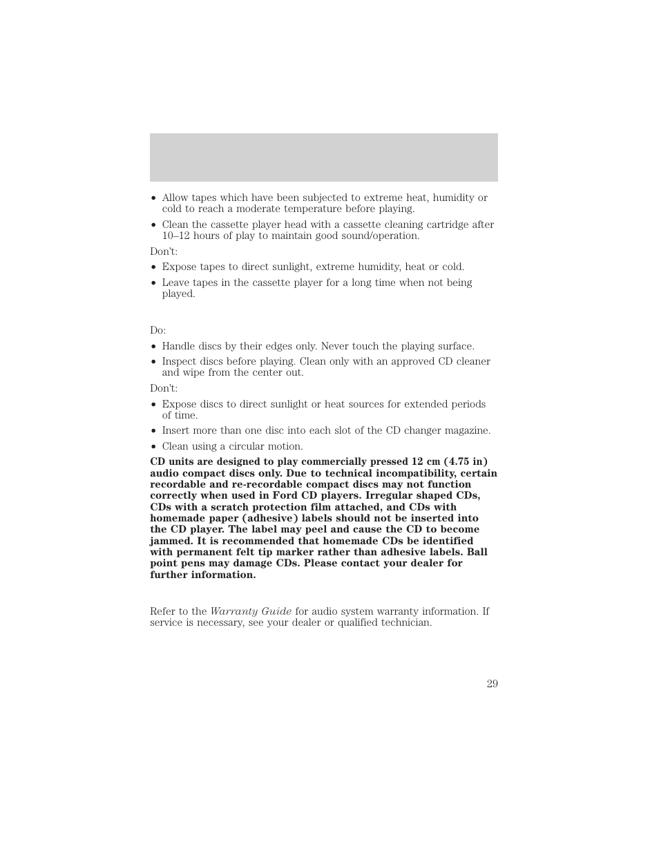 Entertainment systems | FORD 2003 Escape v.2 User Manual | Page 29 / 240