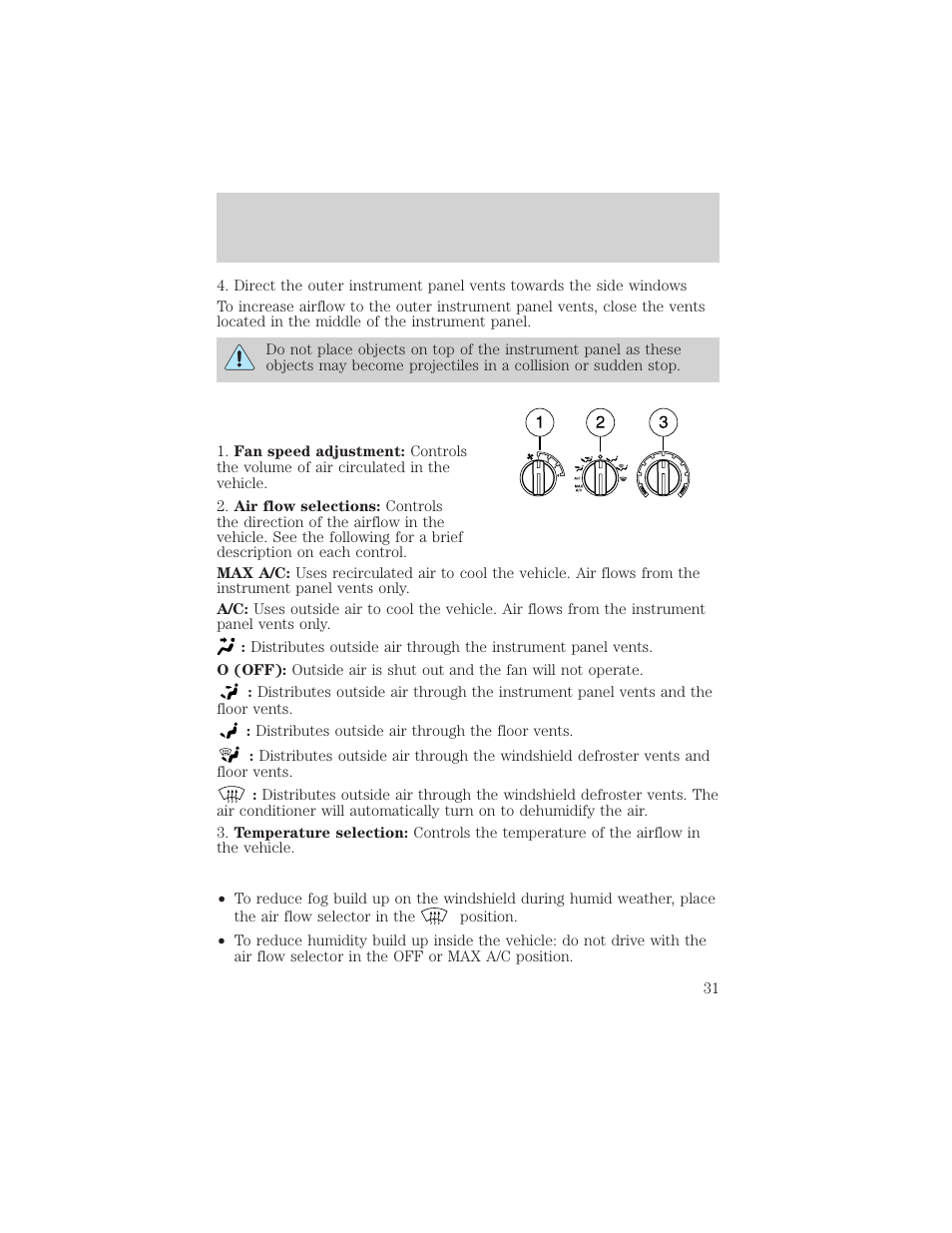 Climate controls | FORD 2003 Escape v.2 User Manual | Page 31 / 240