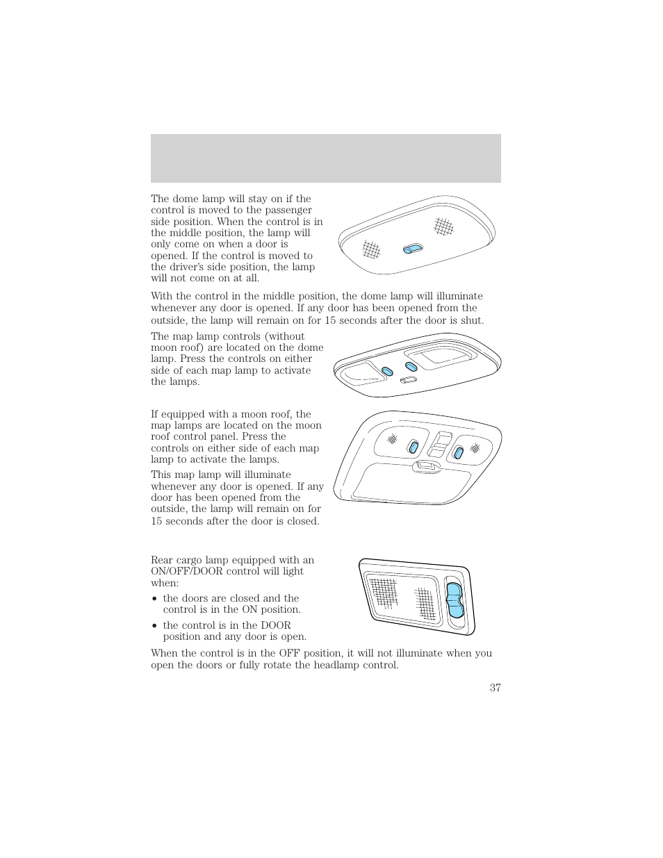 Lights | FORD 2003 Escape v.2 User Manual | Page 37 / 240