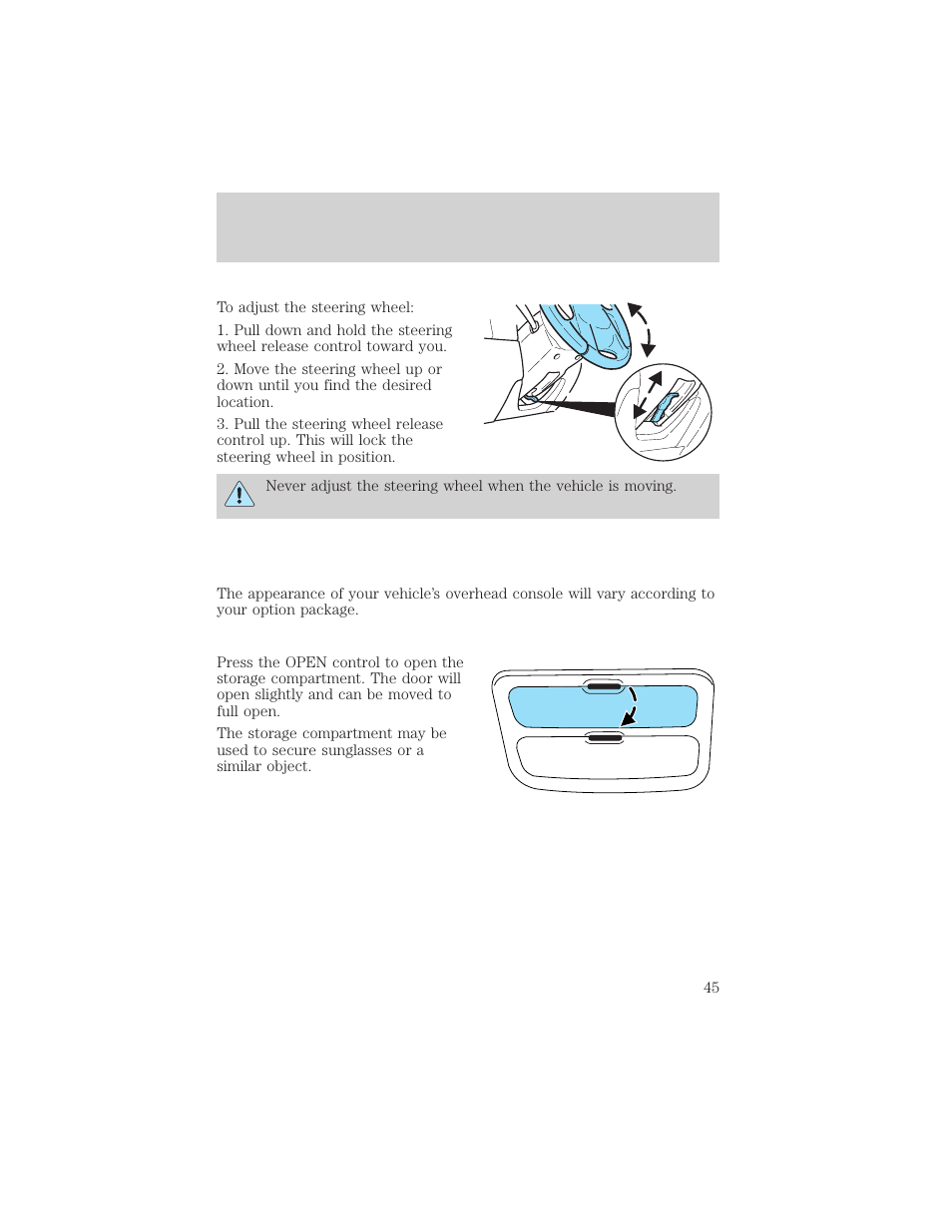 Driver controls | FORD 2003 Escape v.2 User Manual | Page 45 / 240