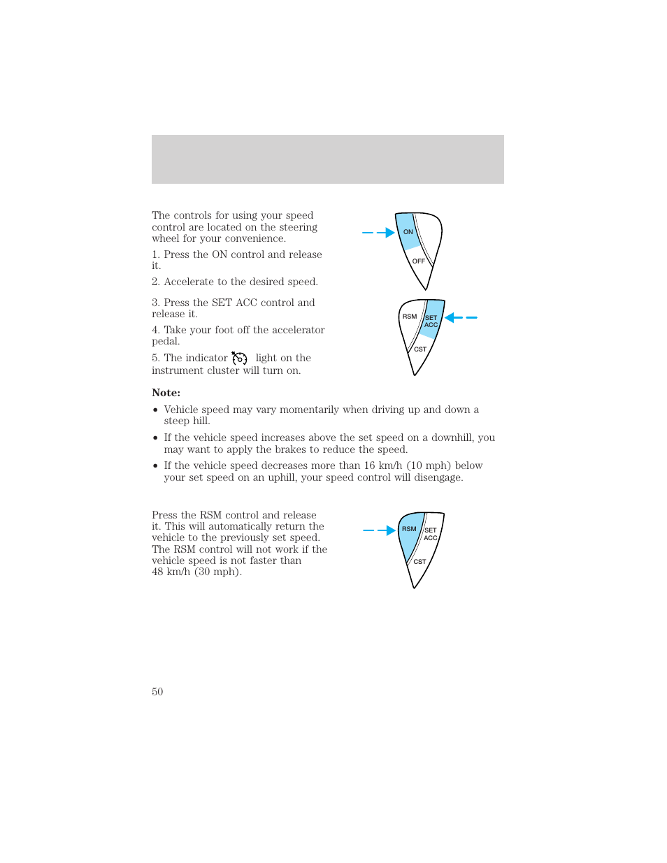 Driver controls | FORD 2003 Escape v.2 User Manual | Page 50 / 240