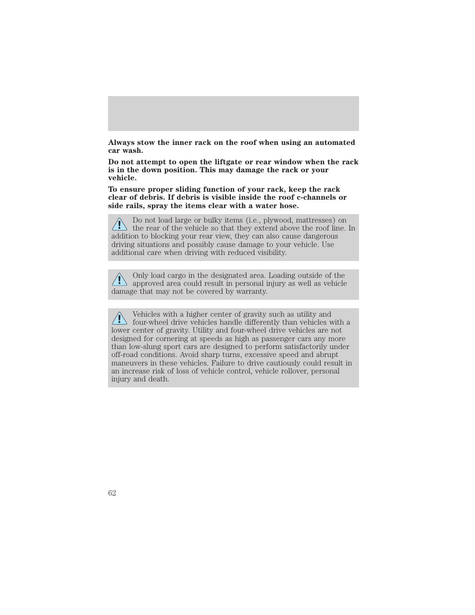 Driver controls | FORD 2003 Escape v.2 User Manual | Page 62 / 240