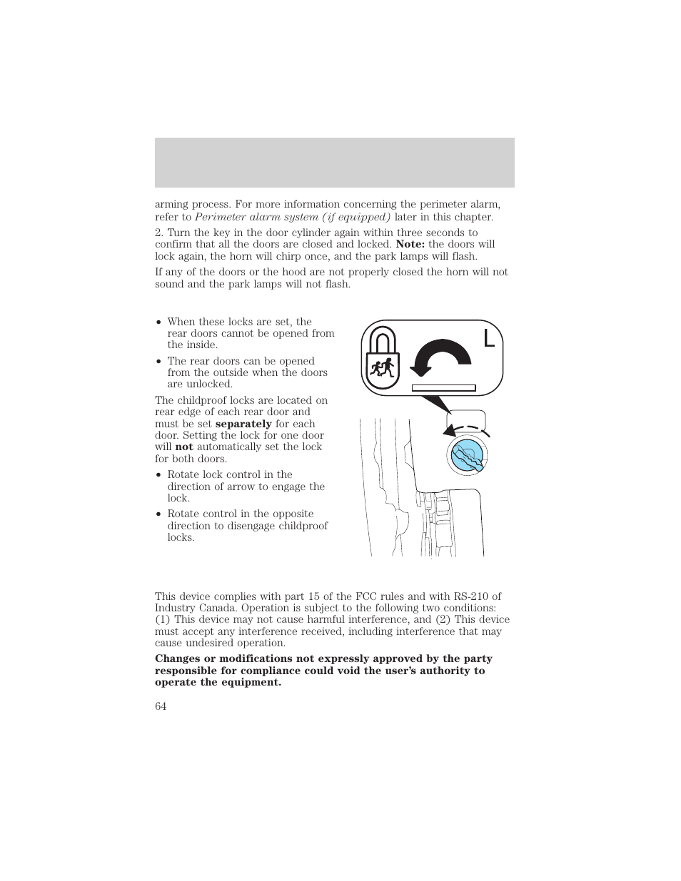 Locks and security | FORD 2003 Escape v.2 User Manual | Page 64 / 240