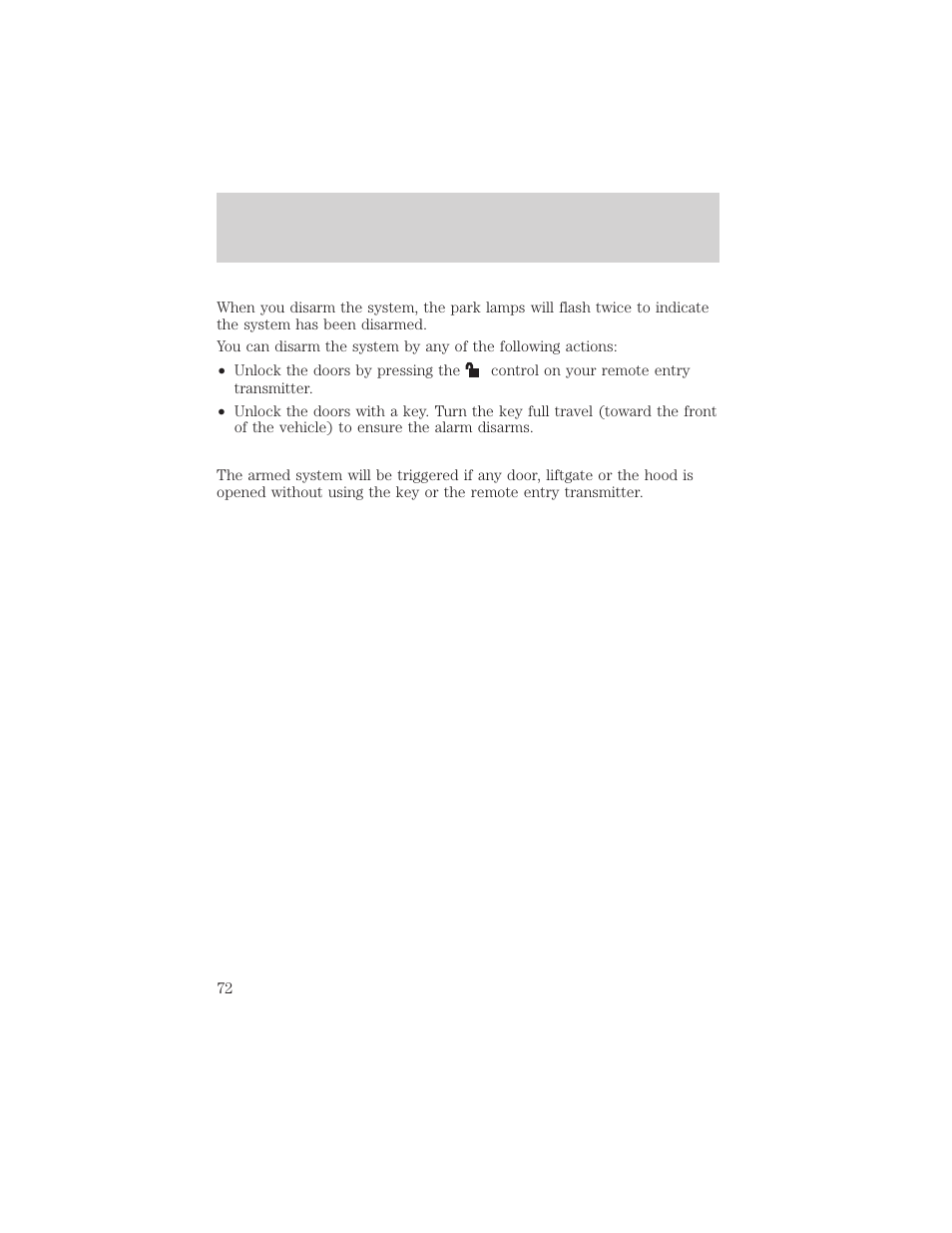 Locks and security | FORD 2003 Escape v.2 User Manual | Page 72 / 240