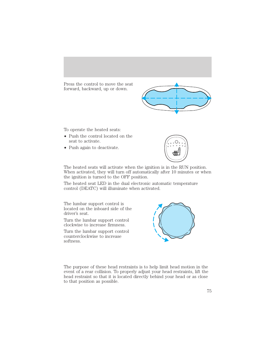 Seating and safety restraints | FORD 2003 Escape v.2 User Manual | Page 75 / 240