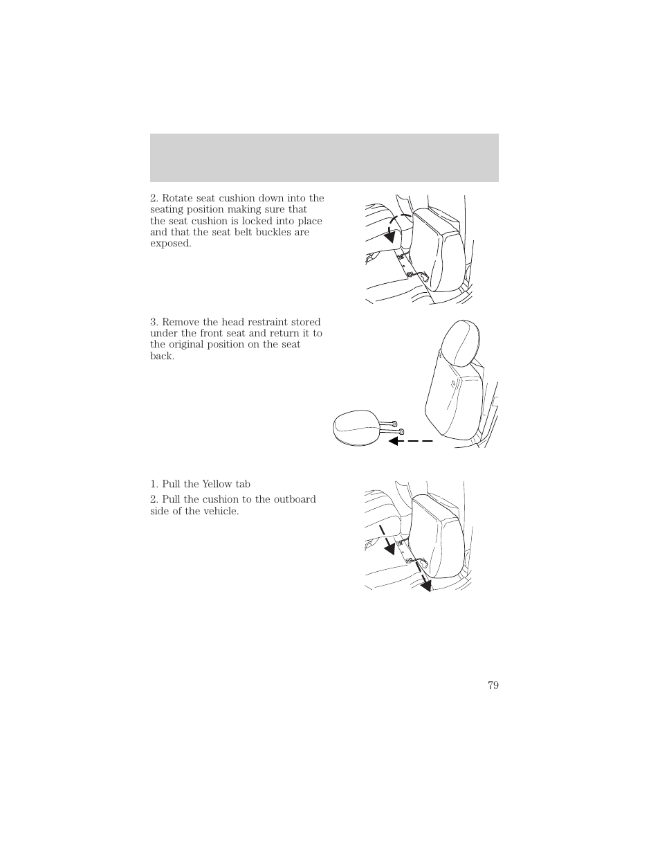 Seating and safety restraints | FORD 2003 Escape v.2 User Manual | Page 79 / 240