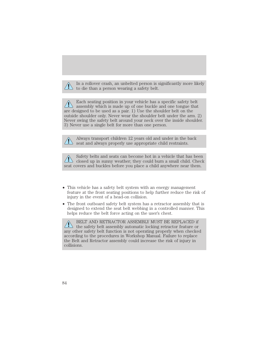 Seating and safety restraints | FORD 2003 Escape v.2 User Manual | Page 84 / 240