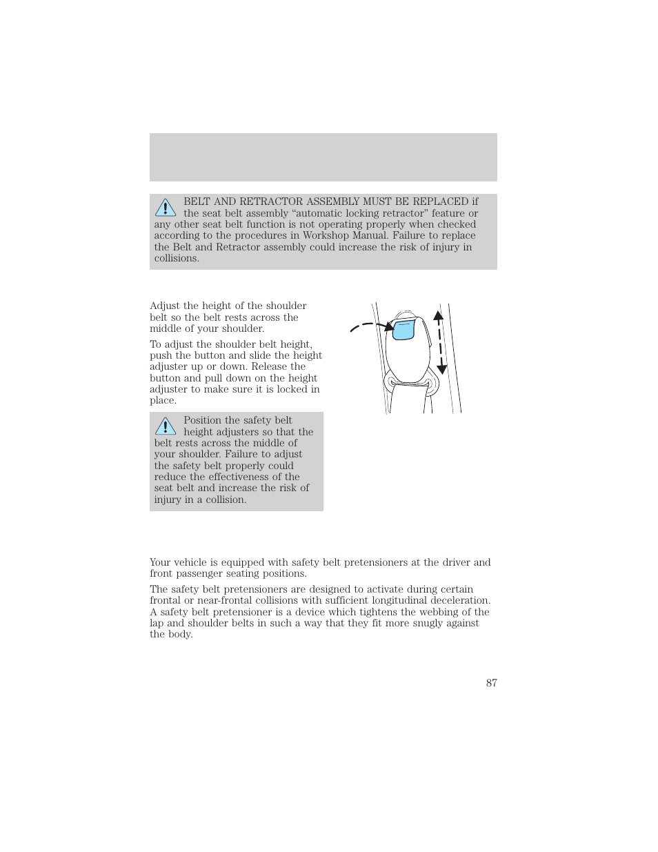 Seating and safety restraints | FORD 2003 Escape v.2 User Manual | Page 87 / 240