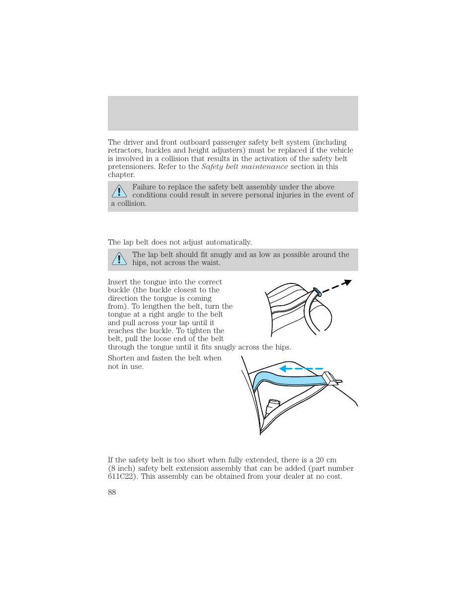 Seating and safety restraints | FORD 2003 Escape v.2 User Manual | Page 88 / 240