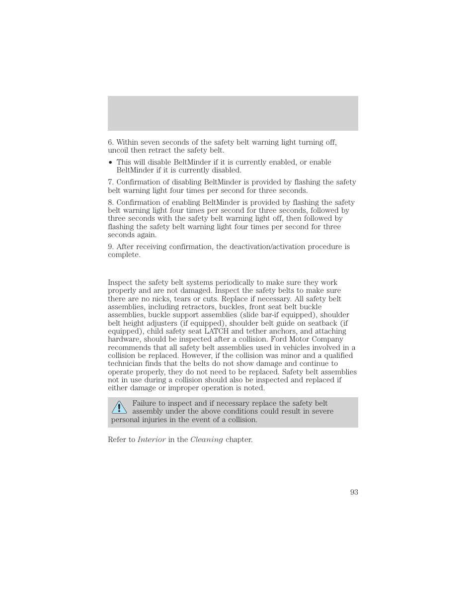 Seating and safety restraints | FORD 2003 Escape v.2 User Manual | Page 93 / 240