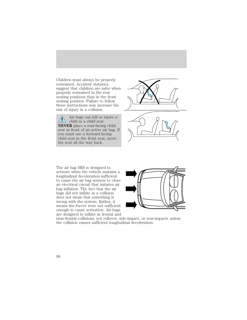 Seating and safety restraints | FORD 2003 Escape v.2 User Manual | Page 96 / 240