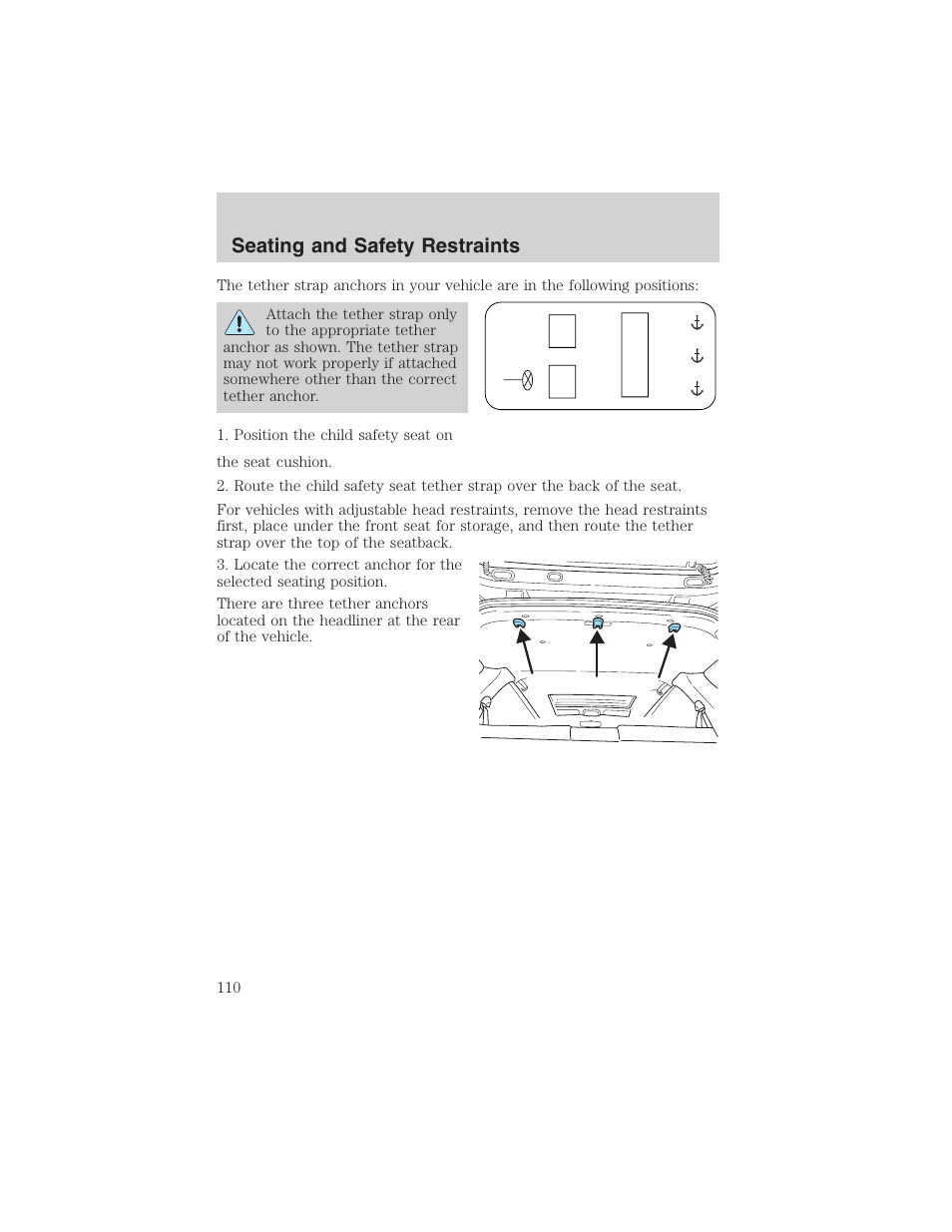 Seating and safety restraints | FORD 2003 Escape v.3 User Manual | Page 110 / 240