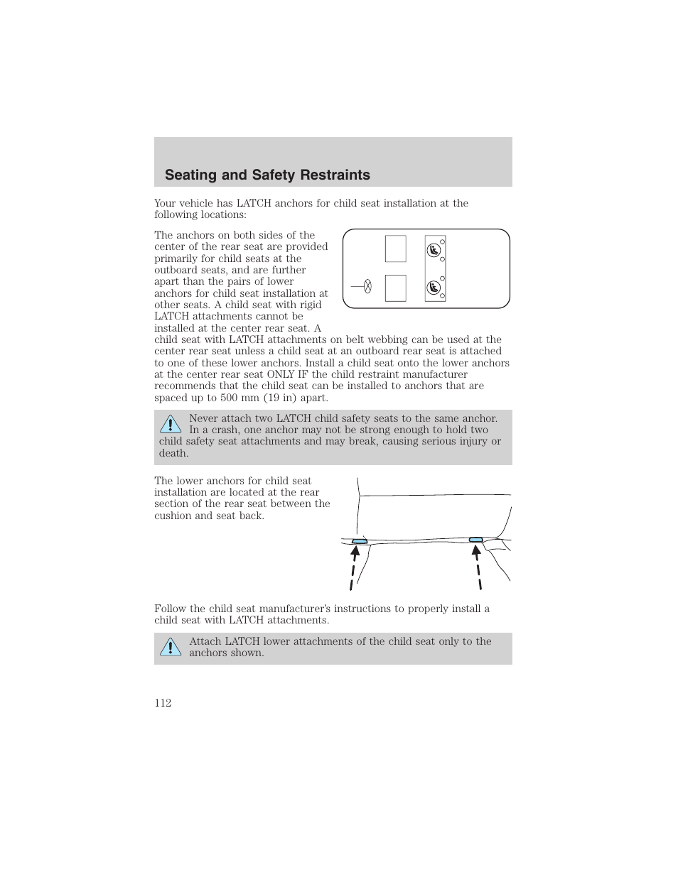 Seating and safety restraints | FORD 2003 Escape v.3 User Manual | Page 112 / 240