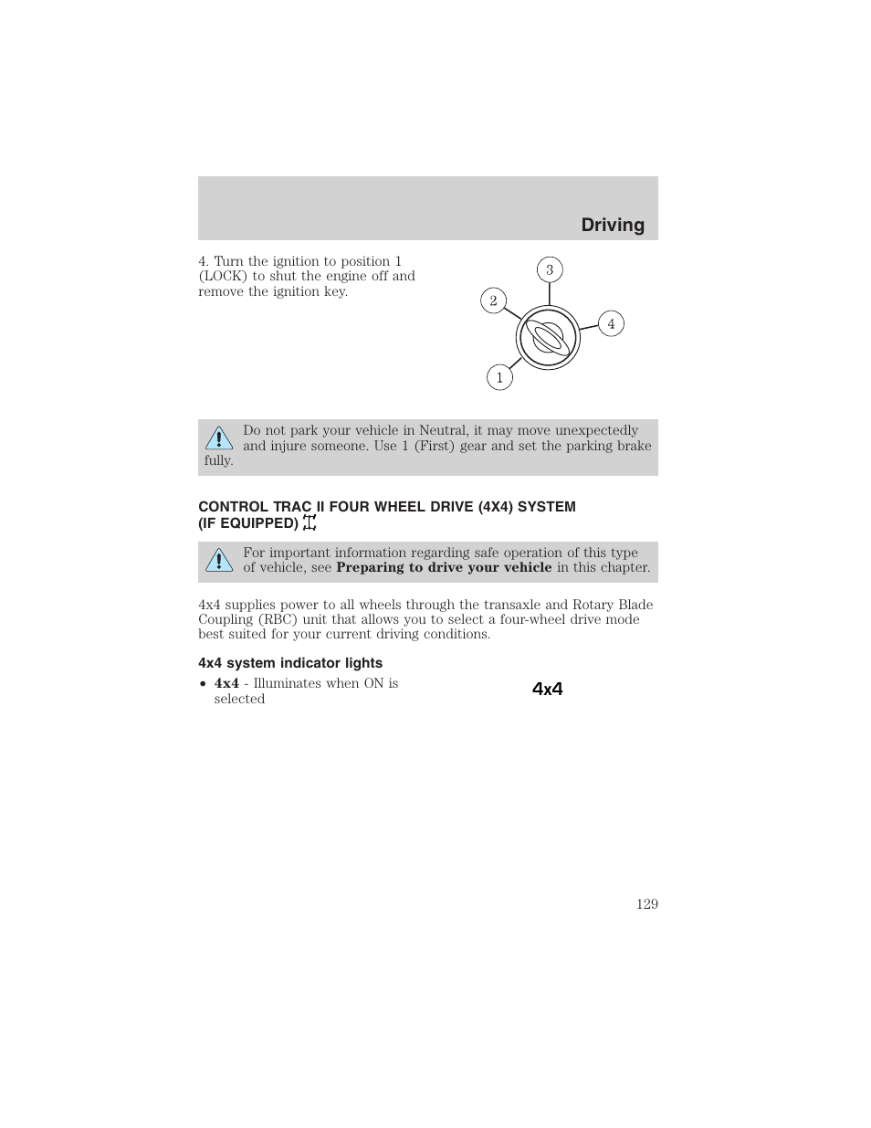 Driving | FORD 2003 Escape v.3 User Manual | Page 129 / 240