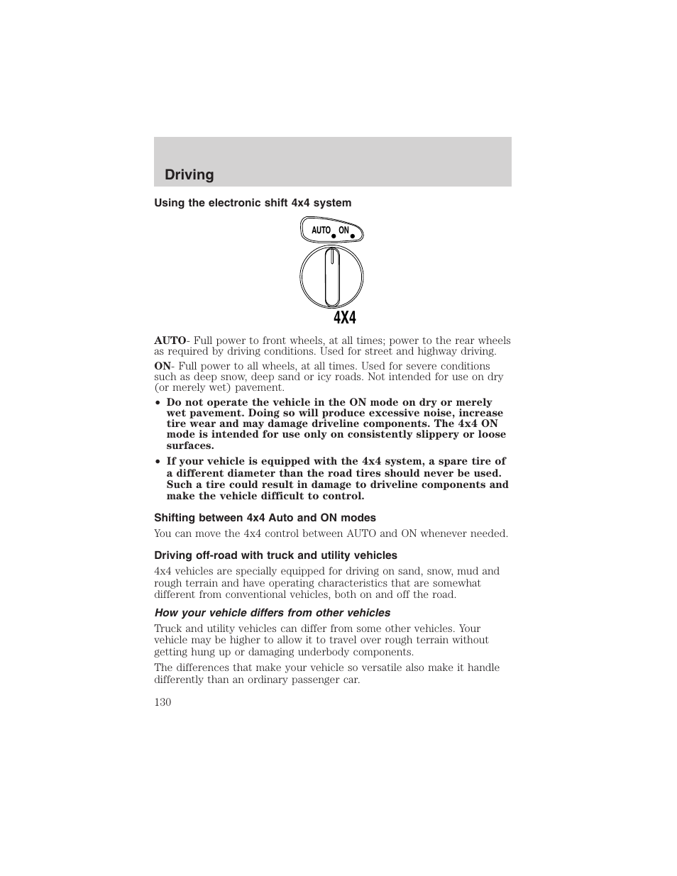 Driving | FORD 2003 Escape v.3 User Manual | Page 130 / 240