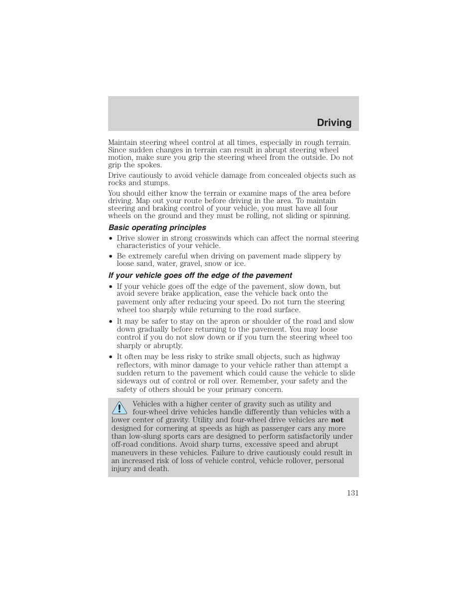 Driving | FORD 2003 Escape v.3 User Manual | Page 131 / 240