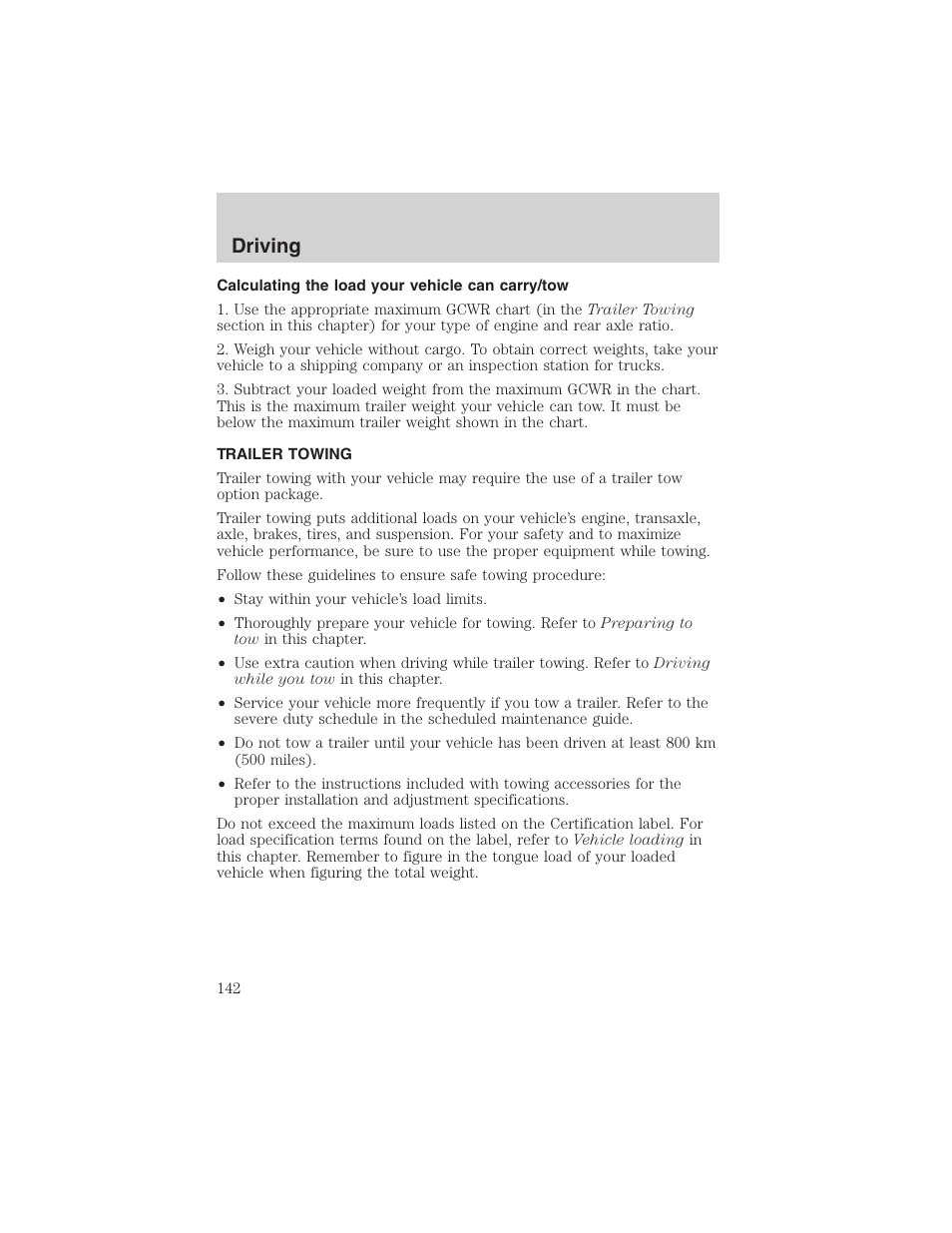 Driving | FORD 2003 Escape v.3 User Manual | Page 142 / 240