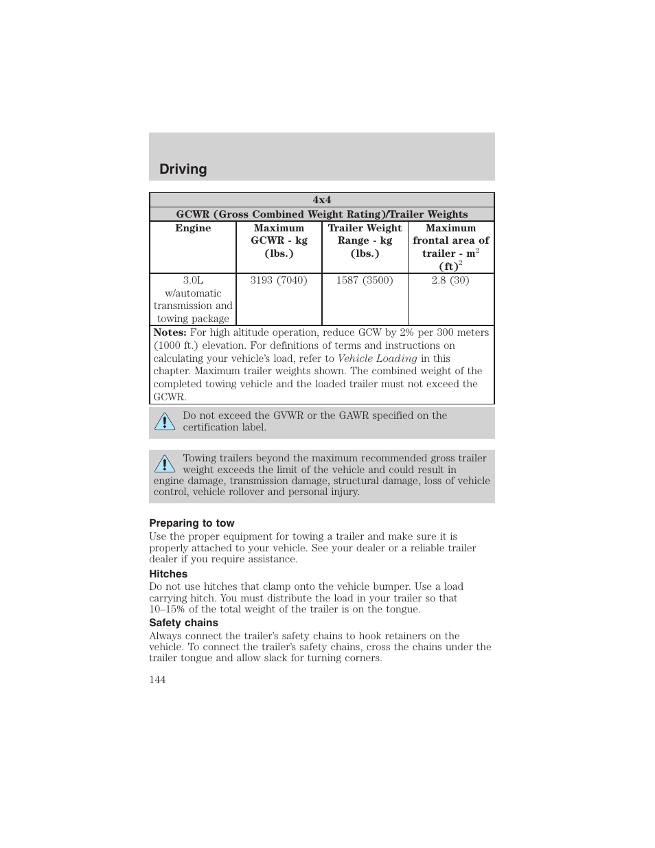 Driving | FORD 2003 Escape v.3 User Manual | Page 144 / 240