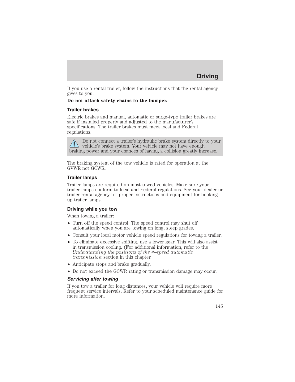 Driving | FORD 2003 Escape v.3 User Manual | Page 145 / 240