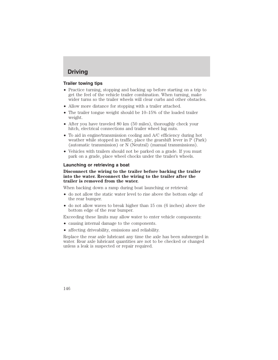 Driving | FORD 2003 Escape v.3 User Manual | Page 146 / 240