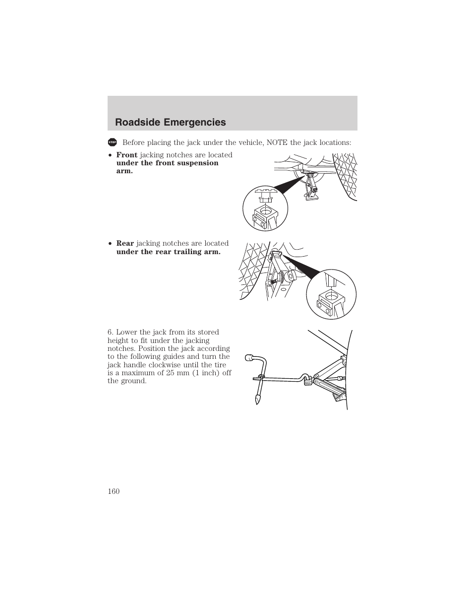 Roadside emergencies | FORD 2003 Escape v.3 User Manual | Page 160 / 240