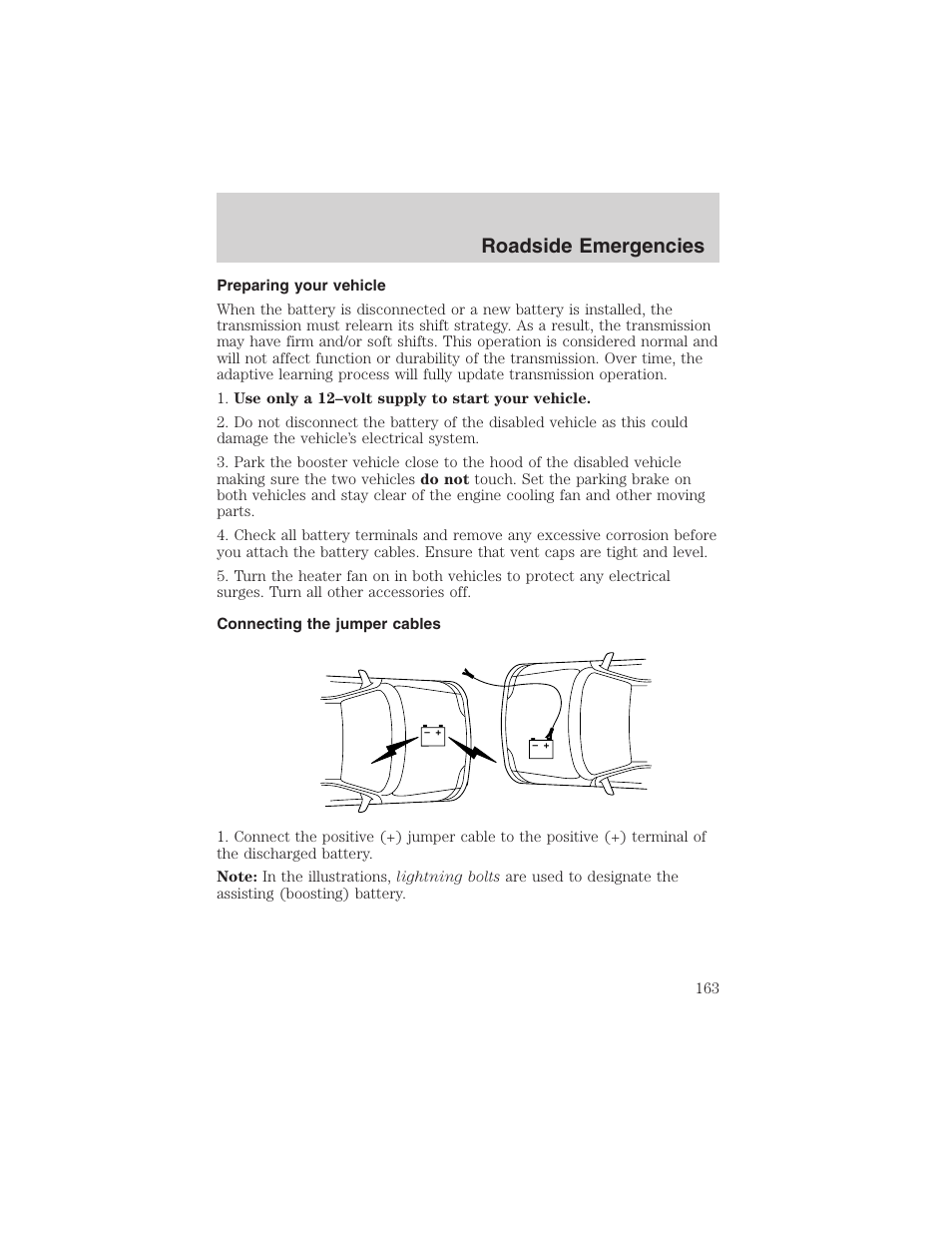 Roadside emergencies | FORD 2003 Escape v.3 User Manual | Page 163 / 240