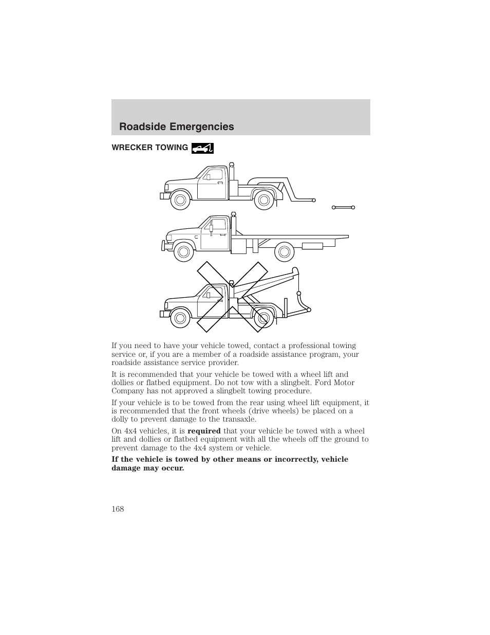 Roadside emergencies | FORD 2003 Escape v.3 User Manual | Page 168 / 240