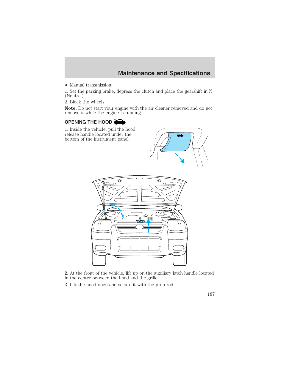 Maintenance and specifications | FORD 2003 Escape v.3 User Manual | Page 187 / 240