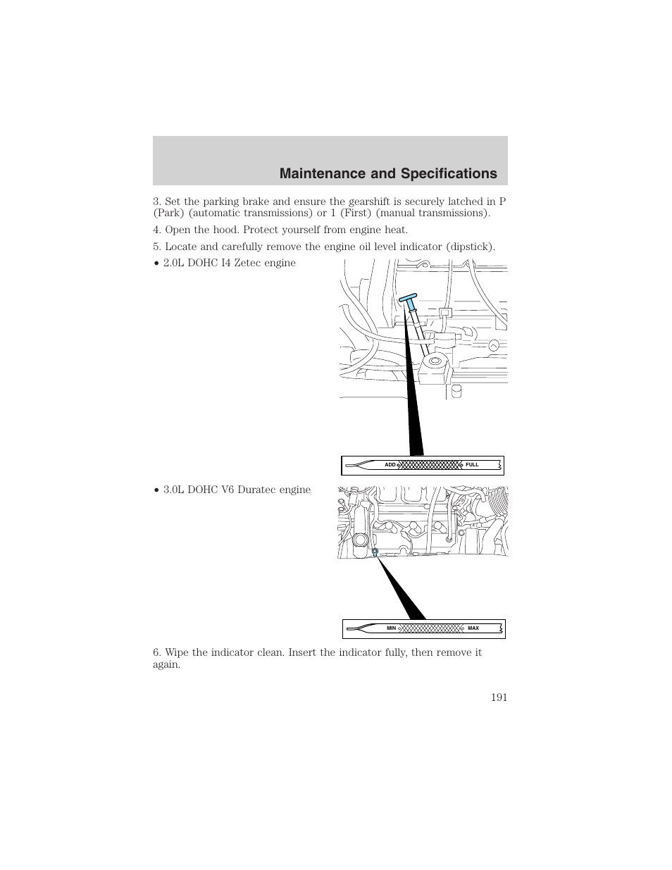 Maintenance and specifications | FORD 2003 Escape v.3 User Manual | Page 191 / 240