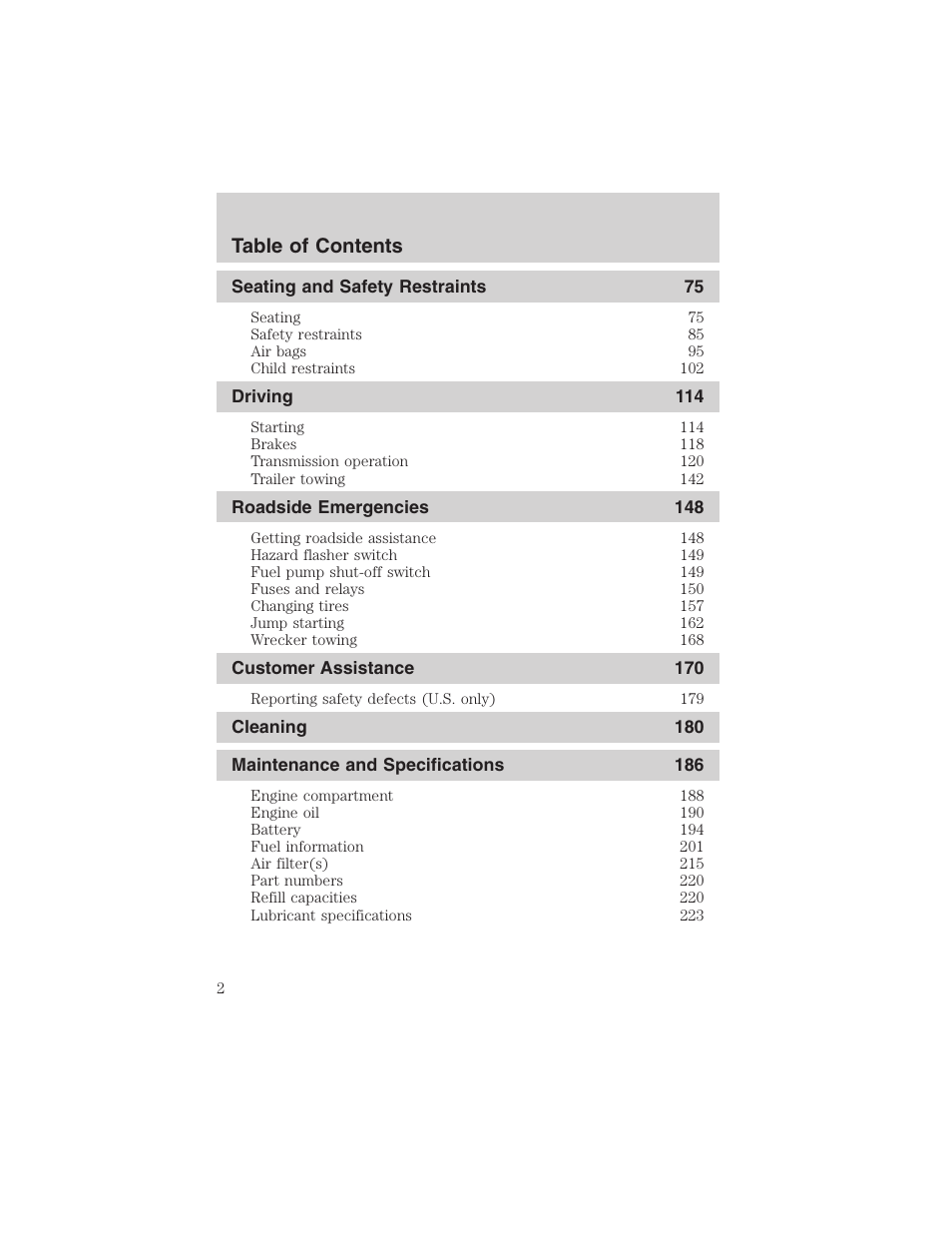 FORD 2003 Escape v.3 User Manual | Page 2 / 240