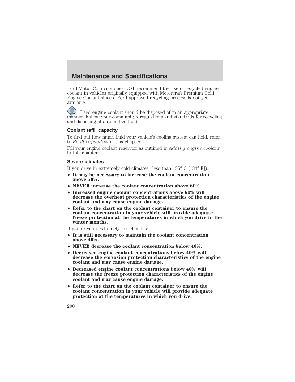 Maintenance and specifications | FORD 2003 Escape v.3 User Manual | Page 200 / 240