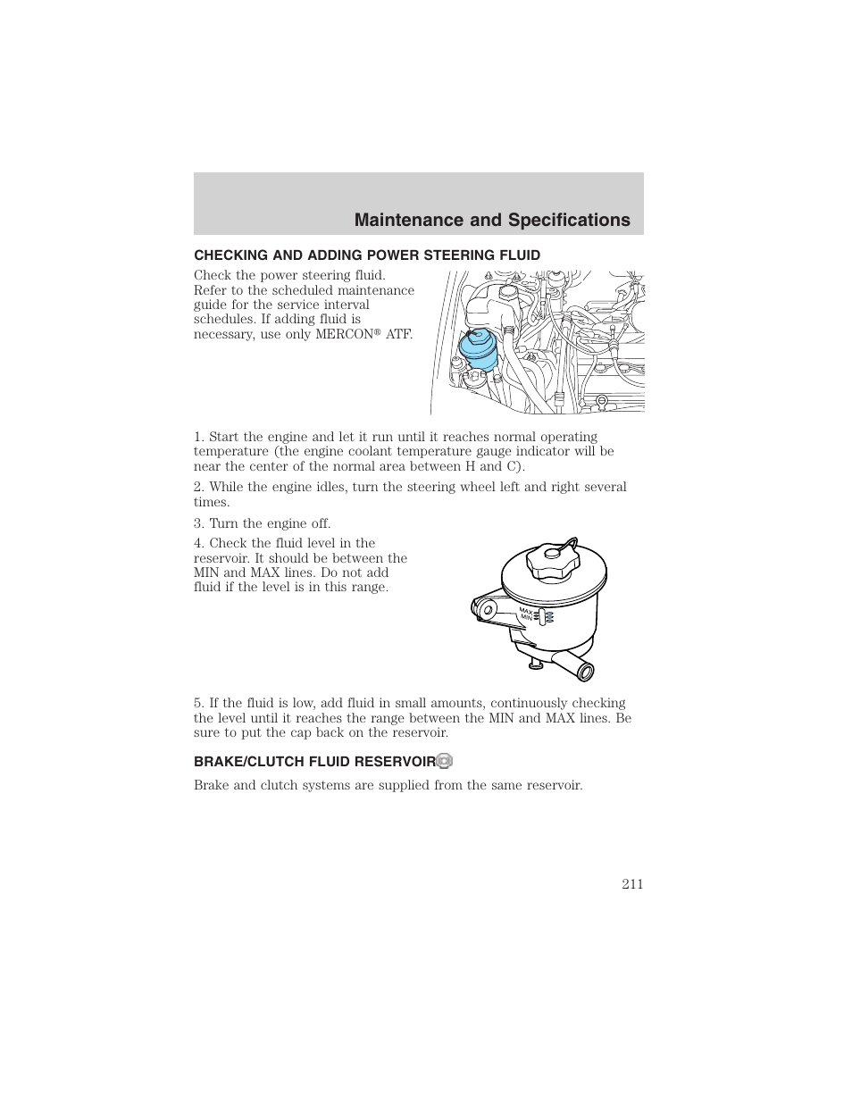 Maintenance and specifications | FORD 2003 Escape v.3 User Manual | Page 211 / 240