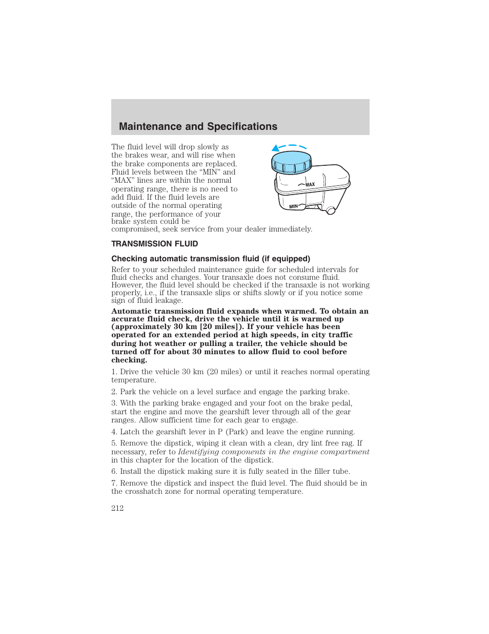 Maintenance and specifications | FORD 2003 Escape v.3 User Manual | Page 212 / 240