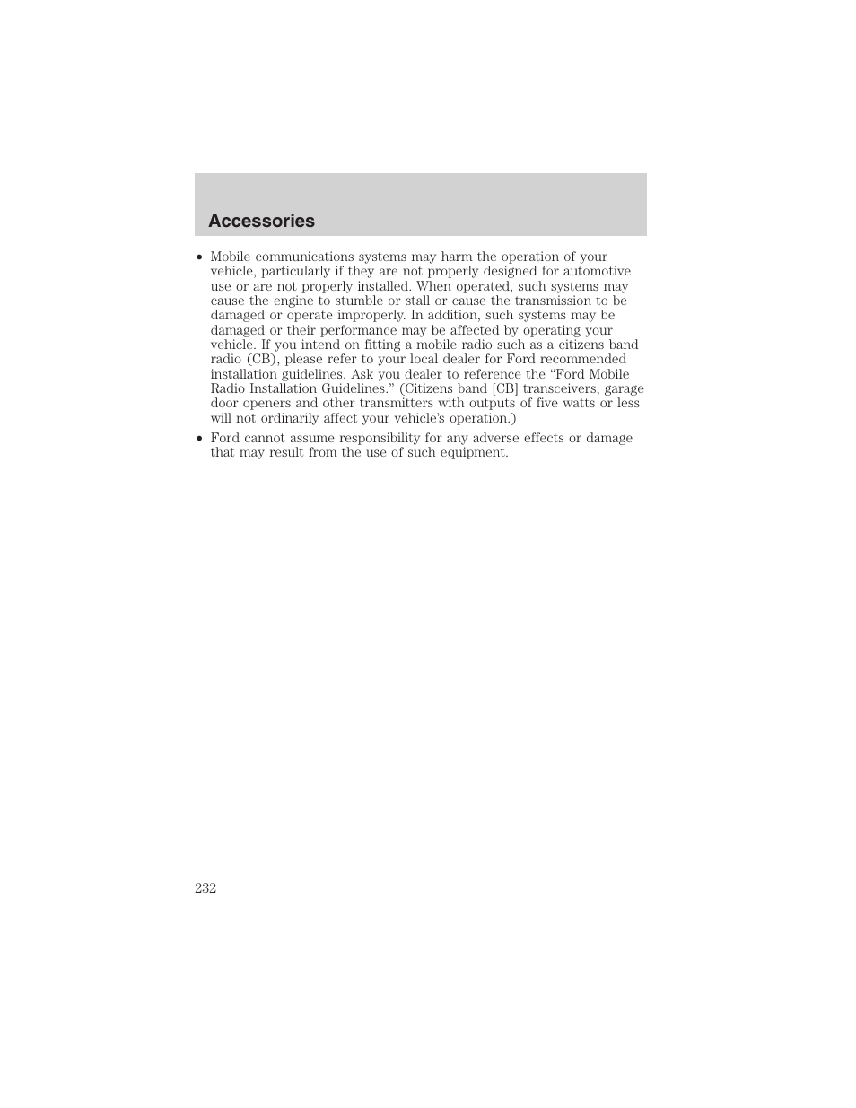 Accessories | FORD 2003 Escape v.3 User Manual | Page 232 / 240