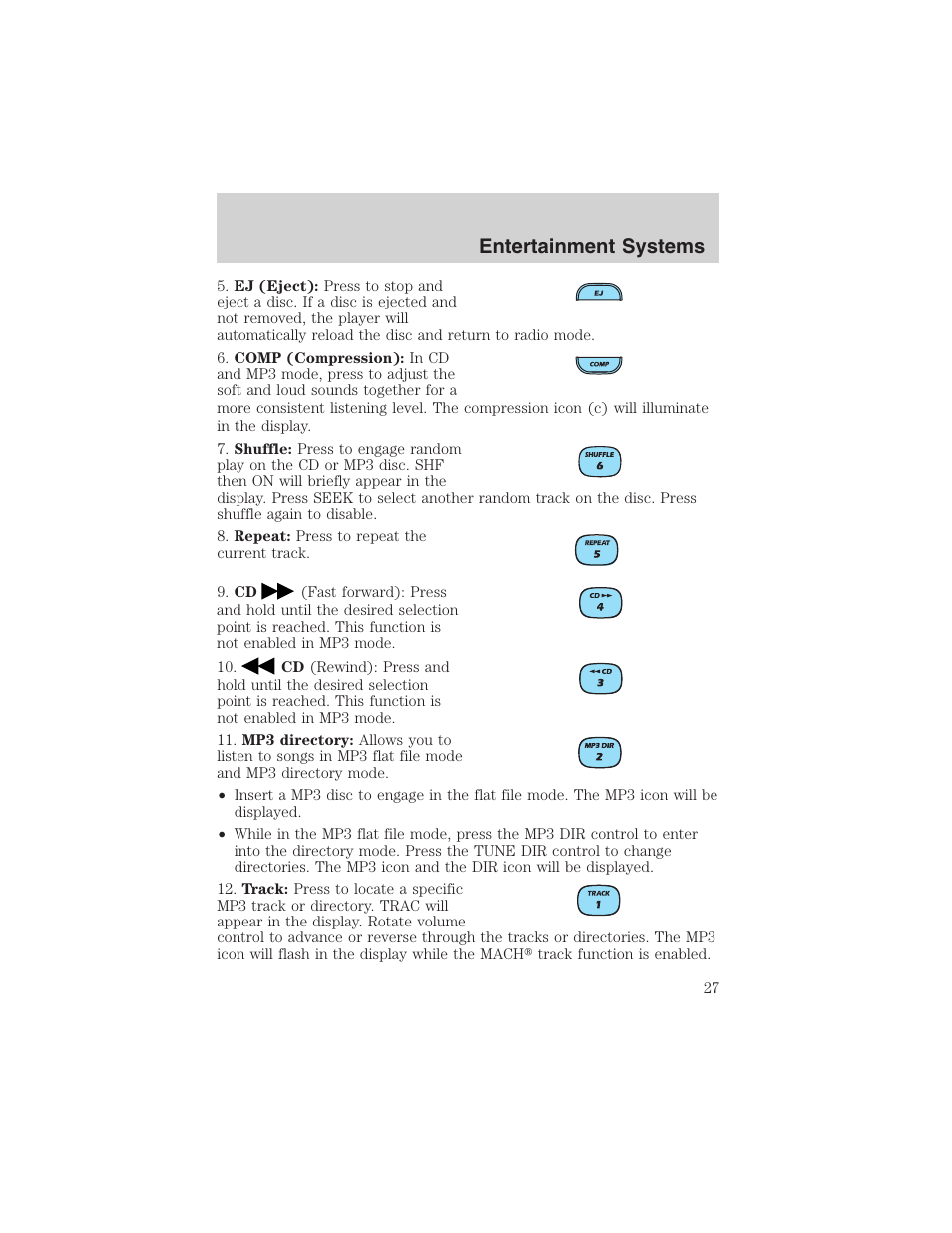 Entertainment systems | FORD 2003 Escape v.3 User Manual | Page 27 / 240